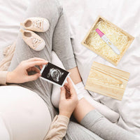 Zainpe Pregnancy Test Wooden Keepsake Box Coming Soon Pine Wood Storage Boxes Star Footprints Baby Announcement to Dad Heart Wings Souvenir Collection Box Crafts for Jewelry Trinkets Accessories Gift