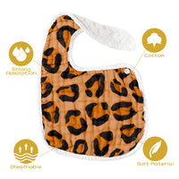 Zainpe 6Pcs Snap Muslin Cotton Bibs for Baby Leopard Tiger Stripe Zebra Pattern Bib Adjustable Feeding Bib Machine Washable Unisex Burp cloth with 6 Absorbent Soft Layers for Infant Toddler Newborn