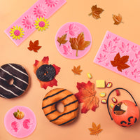 Zainpe 8Pcs Fall Thanksgiving Pumpkin Silicone Fondant Chocolate Mold Set Maple Leaf Sunflower Mould 3D Mini Cupcake Decoration Candy Desserts Kitchen DIY Baking Supplies for Autumn Theme Party