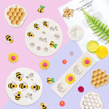 Zainpe 6Pcs Honeycomb Sunflower Bee Fondant Molds Flower Silicone Mold for Cake Decoration DIY Topper Chocolate Candy Cookies Baking Tool Kitchen Accessories Polymer Clay Crafting Theme Party Supplies