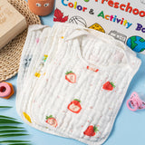 Zainpe 5Pcs Muslin Baby Bibs Banana Lemon Strawberry Pattern Cotton Lap-Shoulder Cloths Drool Bibs Machine Washable Feeding Bib with 6 Absorbent & Soft Layers for Unisex Infants Toddlers Newborns