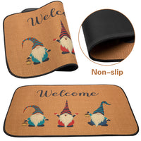 Zainpe Gnome Welcome Doormat Elves Linen Carpet Rubber Non-Slip Durable Entrance Rug Dirt Trapper Mat Reusable Washable Mat for Outdoor Home Decoration Supplies Gift for Housewarming in 14 x 22”