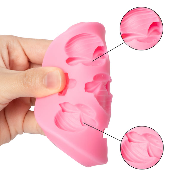 Zainpe 6Packs Silicone Flower Butterfly Leaf Fondant Molds Rose Sunflower Bee Daisy Candy Mold Set for Baking Chocolate Soap Polymer Clay Crafting Wedding Engagement Birthday Party Cupcake Cake Decor