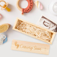 Zainpe Wooden Pregnancy Test Keepsake Box Coming Soon Pine Wood Storage Boxes Baby Announcement to Parent Memory Souvenir Collection Box Crafts for Jewelry Toys Trinkets Accessories Gifts