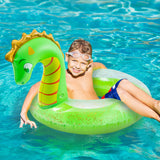 Zainpe Inflatable Dinosaur Pool Float with Glitters Inflation Swimming Ring Summer Outdoor Water Lounge Inflatable Raft Tube Fun Beach Floaties Vinyl Swim Floaty Pool Toy for Kids Adults Green