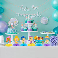 Zainpe 6Pcs Guppies Fish Honeycomb Centerpieces Set Cartoon Double Sided Table Toppers for Birthday Party Favor Baby Shower Decorations Bubble Guppy Themed Party Supplies for Kids & Adults