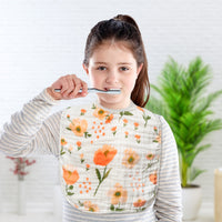 Zainpe 4Pcs Muslin Cotton Feeding Bibs for Baby Girls Star Flower Extra Large Adjustable Bib with 4 Absorbent Soft Layers Machine Washable Burp Cloths for Kids Infant Toddler Newborn Drooling Teething