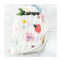 Zainpe 6Pcs Snap Muslin Cotton Baby Bibs Star Cat Rabbit Pattern Adjustable Feeding Bib Machine Washable Unisex Burp Cloths with 6 Absorbent & Soft Layers for Infant Toddler Newborn Eating Drooling