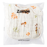Zainpe 6Pcs Muslin Cotton Bibs for Baby Flower Bunny Deer Bib Adjustable Machine Washable Neutral Burp Cloths with 6 Absorbent Soft Layers for Unisex Infant Newborn Toddler Drooling Feeding Teething