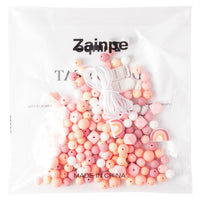 Zainpe 159Pcs Baby Silicone Beads Set DIY Making Sensory Chewing Nursing Necklace Bracelet Boho Rainbow Teething Soothie Bead with Pacifier Clip BPA Free Teether Accessory for Baby Shower Birthday