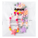 Zainpe 2Pcs Silicone Necklaces Set Round Beads Pink Star Pendant DIY Handmade Crafts Adjustable Purple Necklace Bracelets Accessories for Grils Women Kids Gift