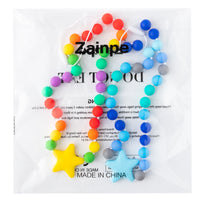 Zainpe 2Pcs Silicone Necklaces Set Round Bead Yellow Star Pendant DIY Handmade Crafts Adjustable Multicolor Beads Necklace Bracelets Accessories for Girls Women Kids Gift Necklace-Rainbow